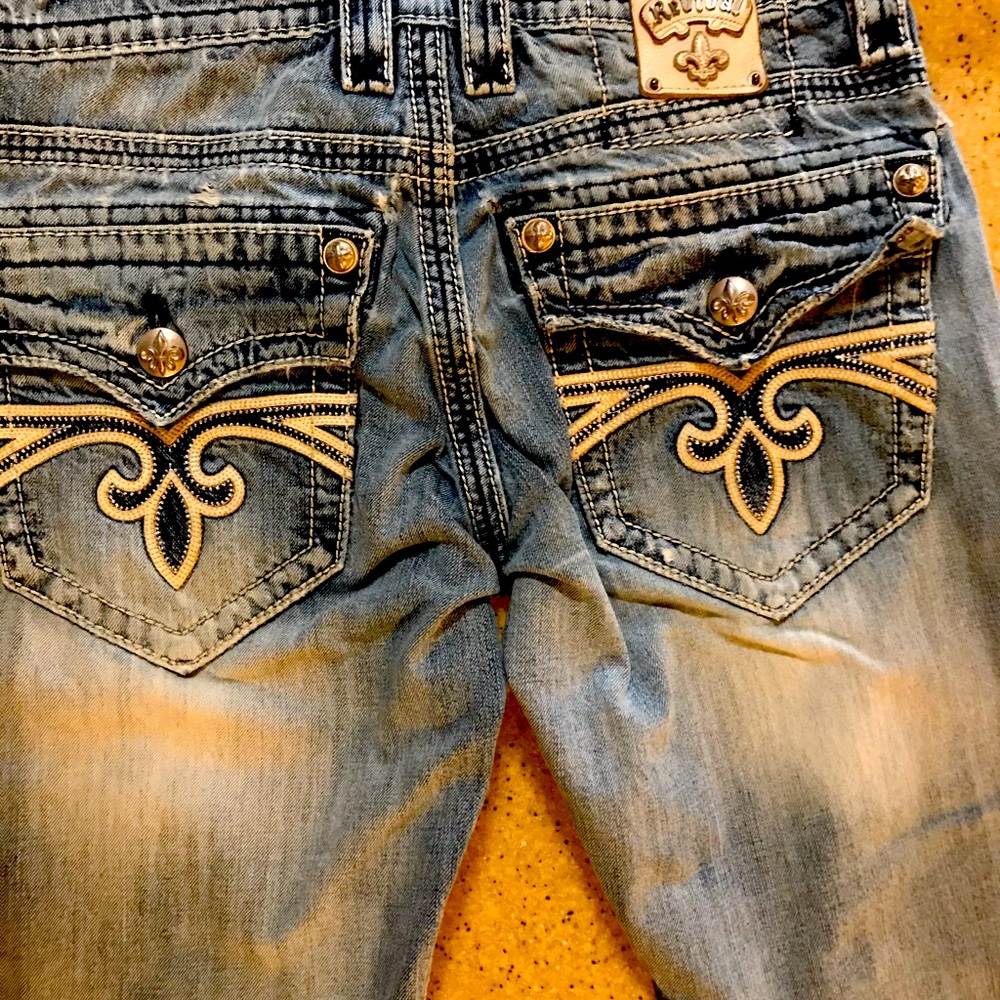 Gently used pair of ℝ𝕠𝕔𝕜 Revival Blue Jeans.